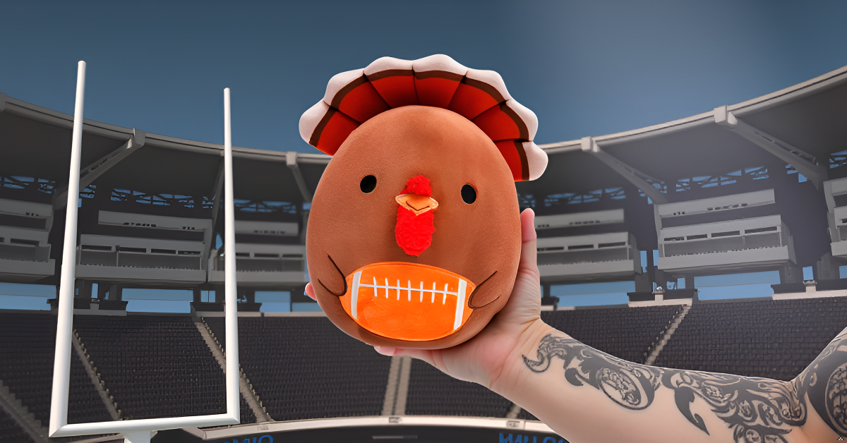 Turkey Ace Plush with Football Design for Thanksgiving 12in