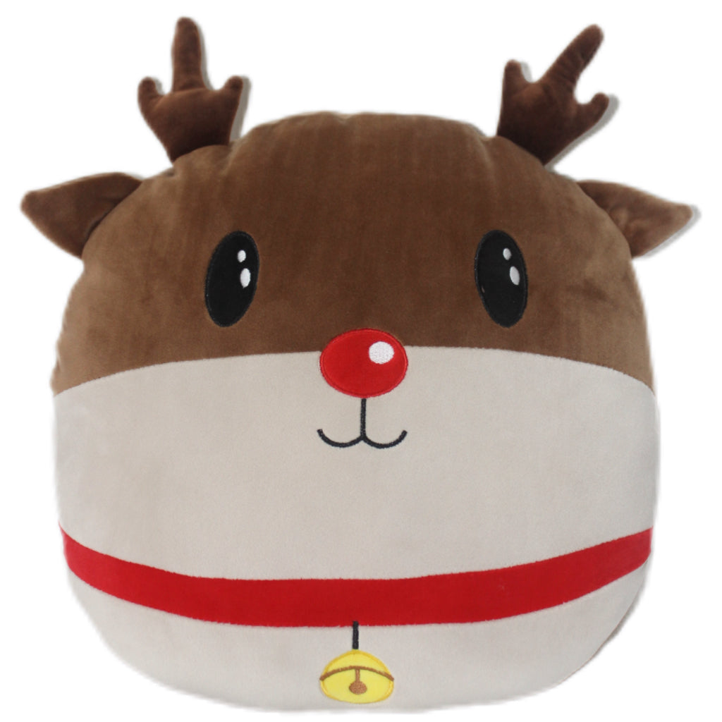 Christmas Plush Reindeer Stuffed Animal, 15 inches x 14 inches, Brown and White