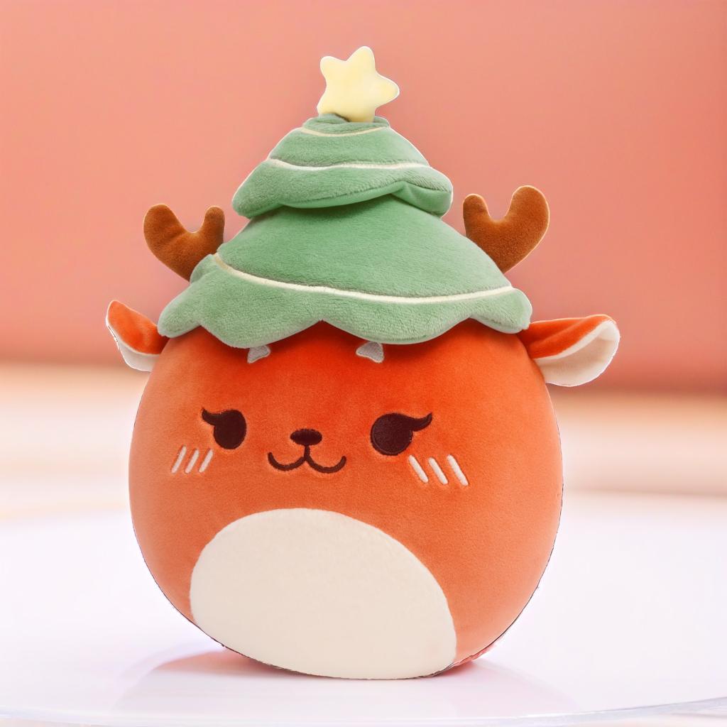 12“ Reindeer Merry Plush with Christmas Tree Hat