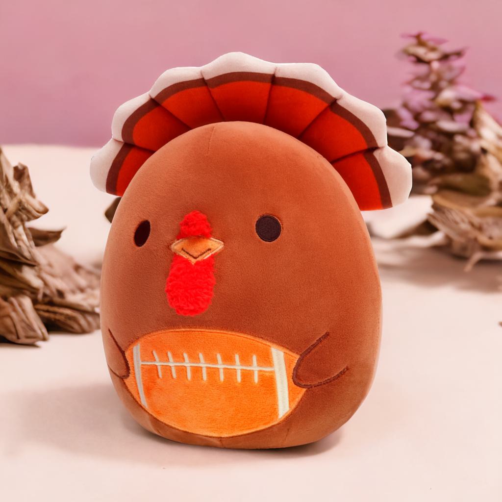 Turkey Ace Plush with Football Design for Thanksgiving 12in