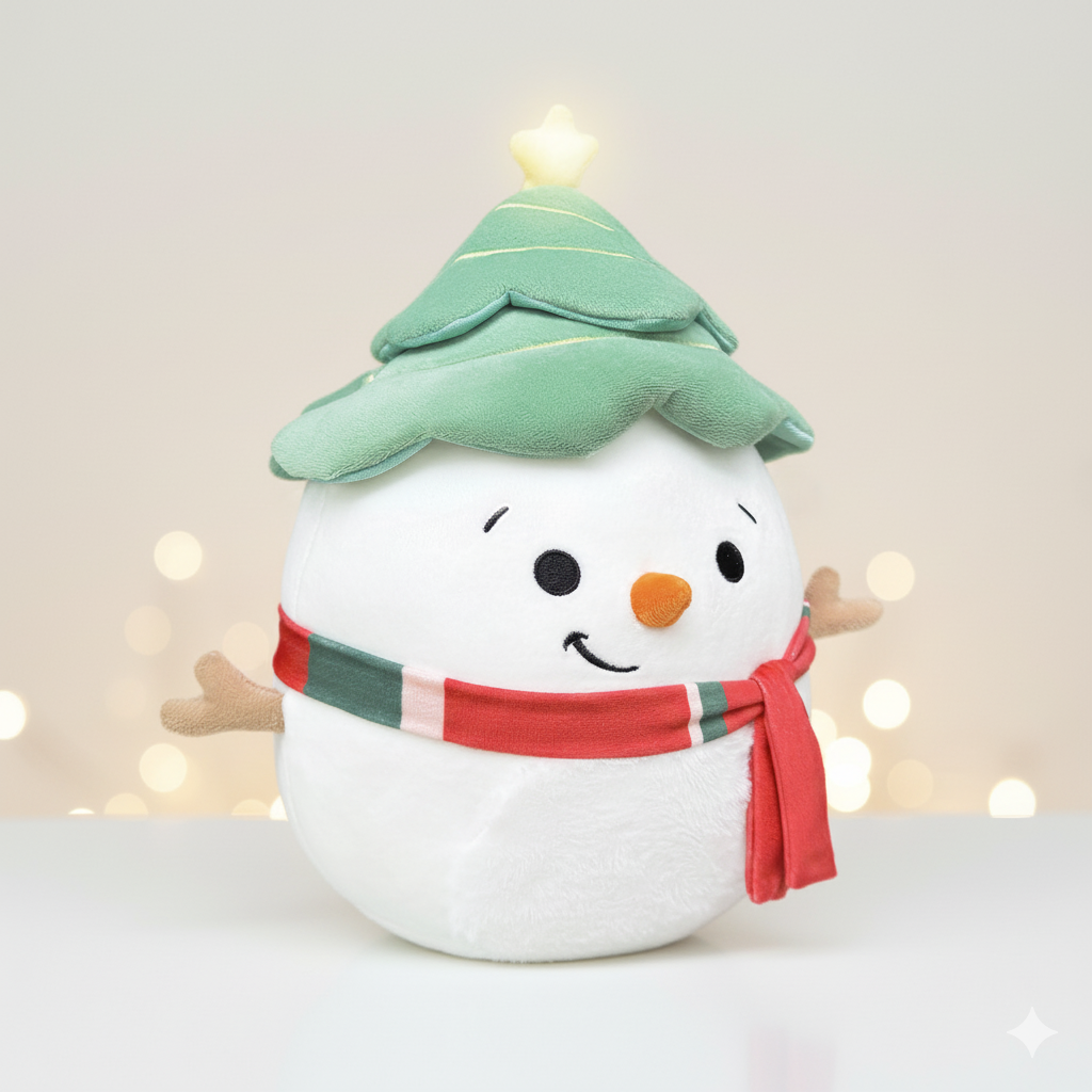 Christmas Snowman Noel Plush Toy with Tree Hat and Scarf 12in