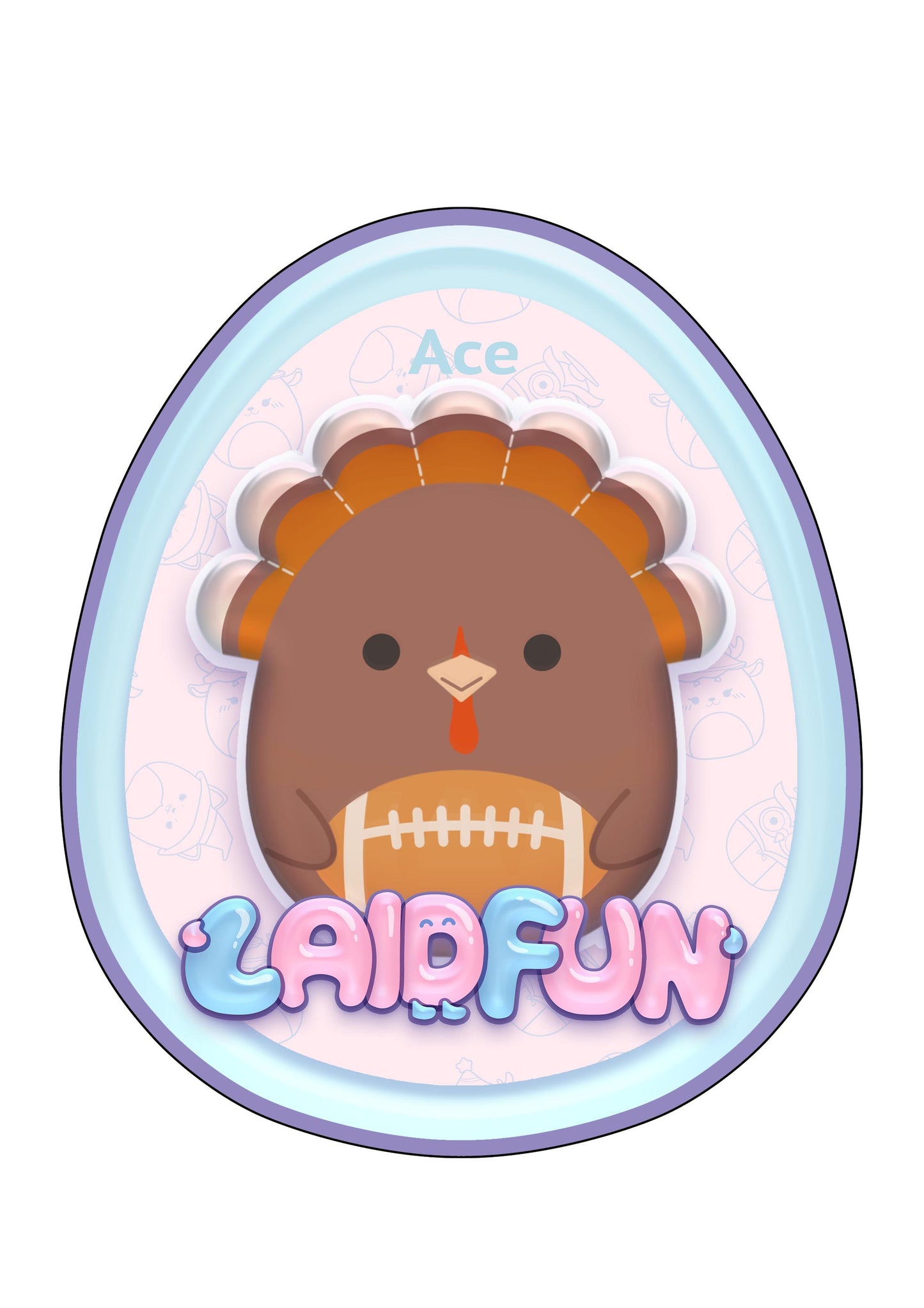 Turkey Ace Plush with Football Design for Thanksgiving 12in