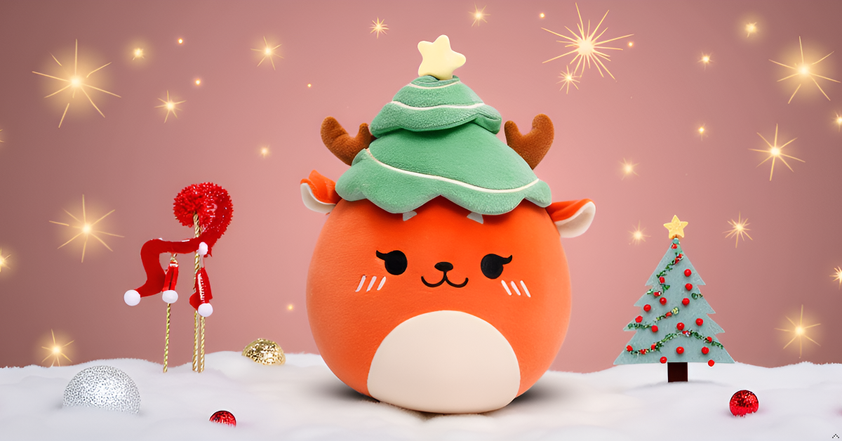 12“ Reindeer Merry Plush with Christmas Tree Hat