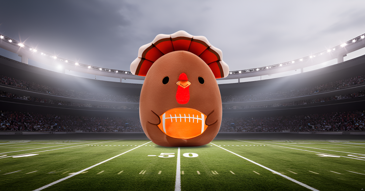 Turkey Ace Plush with Football Design for Thanksgiving 12in